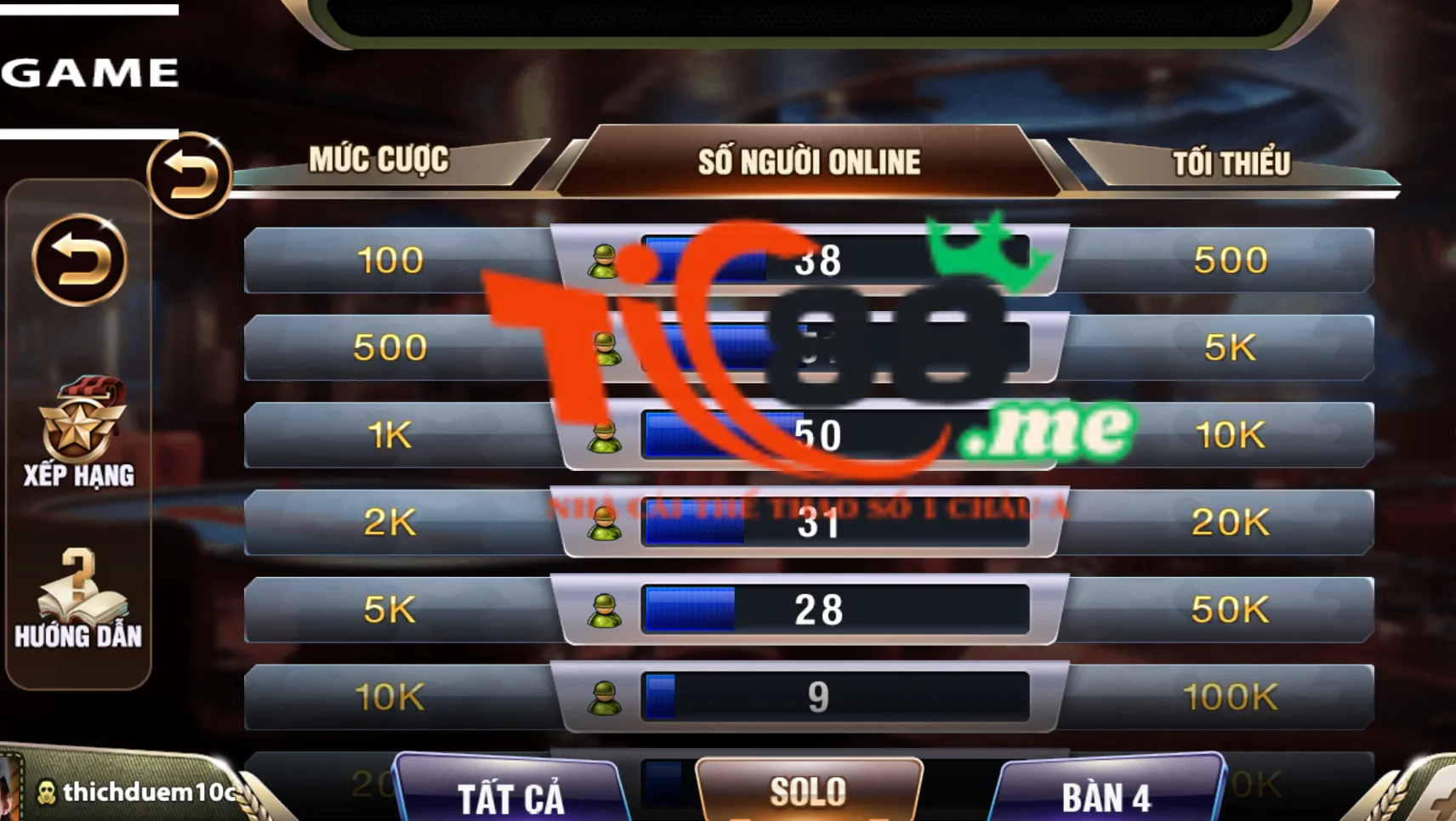 Cách tham gia chơi game bài Tic88